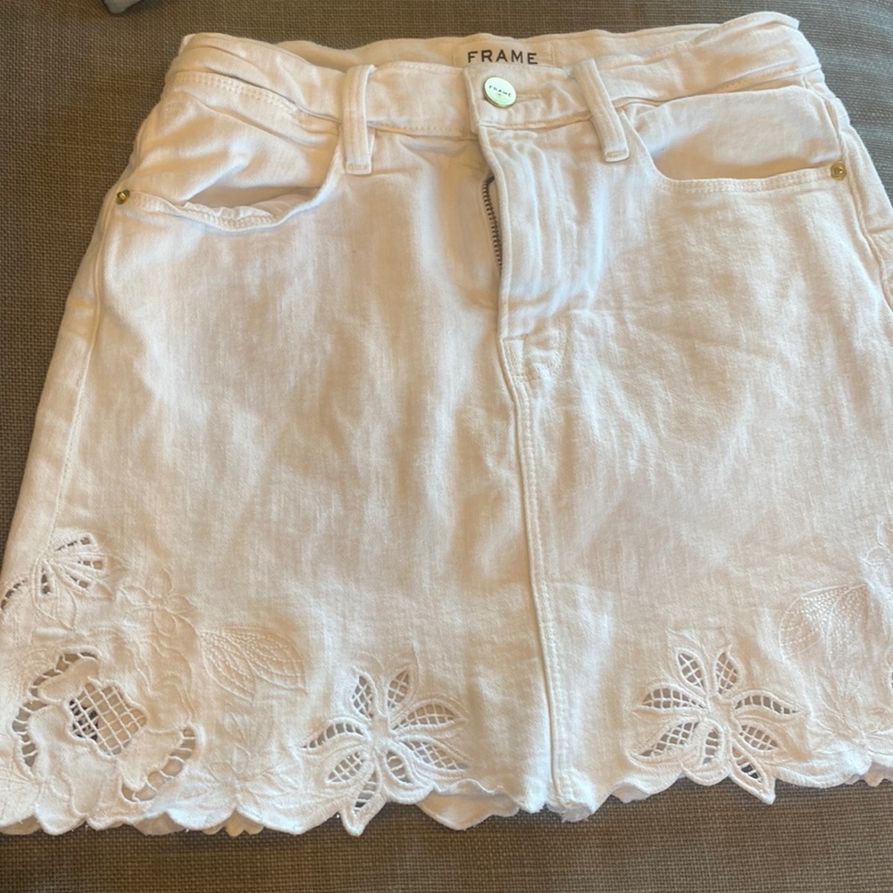 White jean skirt